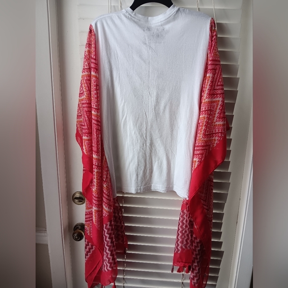 Upcycled Guns N' Roses Graphic Tee with Red Kimono Sleeves - Picture 5 of 5